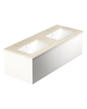 Gustavsberg Ducentic GB71DCVU12DHCC2200 Allaskaappi 120 cm, valkoinen/beige kivi, 2 pesuallasta Valkoinen/beige kivi, Kylpyhuone