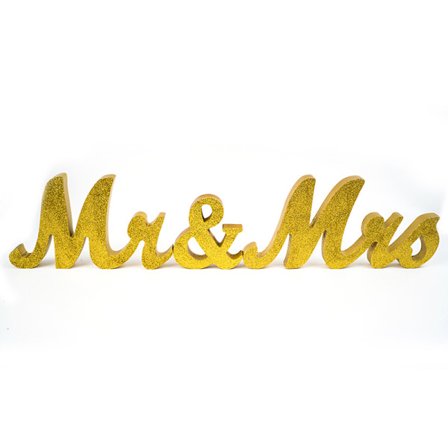 Mr & Mrs -kirjaimet puusta, hääkoristeet pöydälle