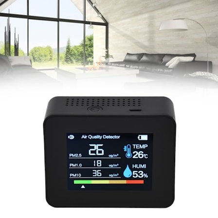 8 in 1 Ilmanlaadun Monitori Painovoima-anturilla Hiilidioksidi-ilmaisin CO2 HCHO TVOC PM2.5 Lämpötila Kosteusmittari