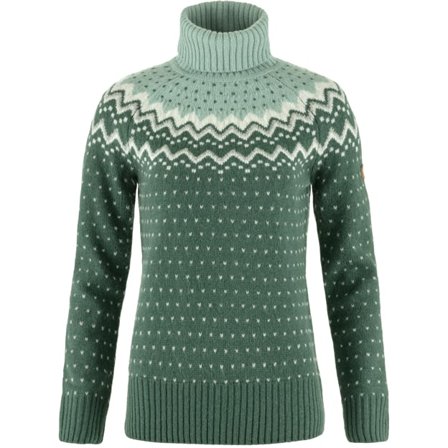 Fjällräven Dam's Övik Knit Roller Neck in Deep Patina/Misty Green | Size: Medium, Ull