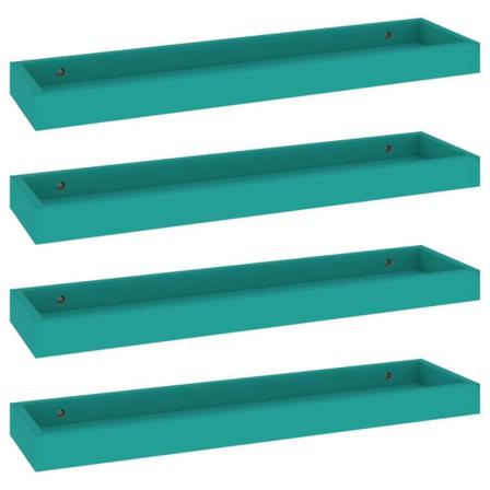 Vidaxl Vägghyllor Med Kant 4 St Blå 60x15x4 Cm Mdf Blå