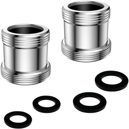 M22 til M24 gevindadapter til køkkenhane vandfilter dobbelt hanstik med gummipakning 2 stk