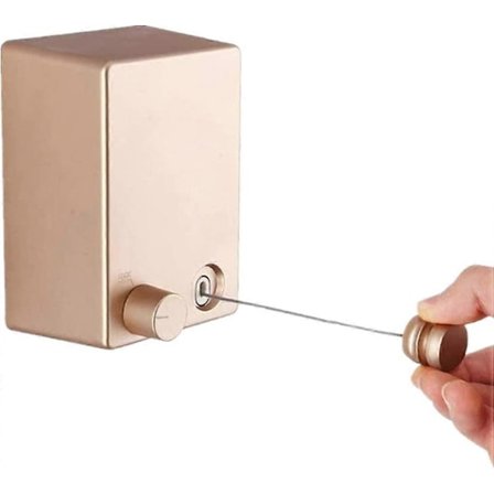 Indendørs Udendørs Udtrækkelig Tørresnor Vægmonteret Tørrestativ med 4,2 m/13,8 ft Justerbart Ståltov (Sort)