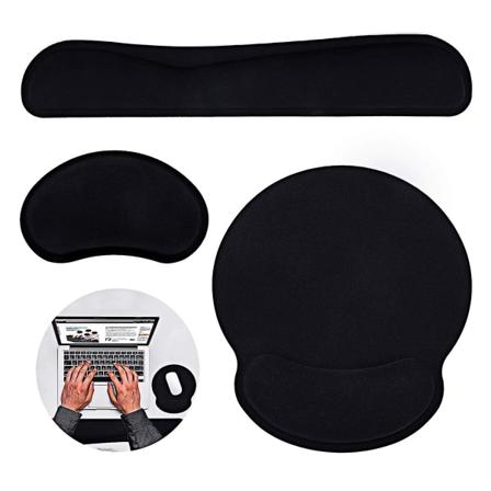 Håndleddsstøtte for tastatur, 3-delt sett med håndleddsstøtte med musematte + musehåndleddsstøtte, ergonomisk håndleddsstøtte og minneskummateriale 