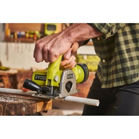 RYOBI - 18V ONE+ monimateriaalisaha - halk. 85 mm x 15 mm + terät, 1 rinnakkaisohjain ja 1 imusuutin - R18MMS-0