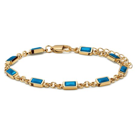 Prism | Blue Gold-Tone Crystal Glass Gemstone Bracelet for Men - Chain Bracelets