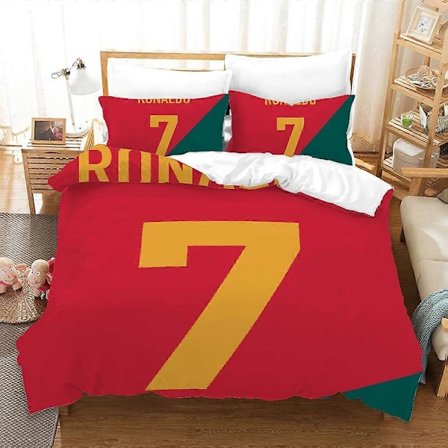 v206 Sängkläder CR Örngott King Size Sängkläder Sovrum Enkel Dubbelsäng King Size Påslakan Täcke Med Dragkedja Ronaldo 3-Delars