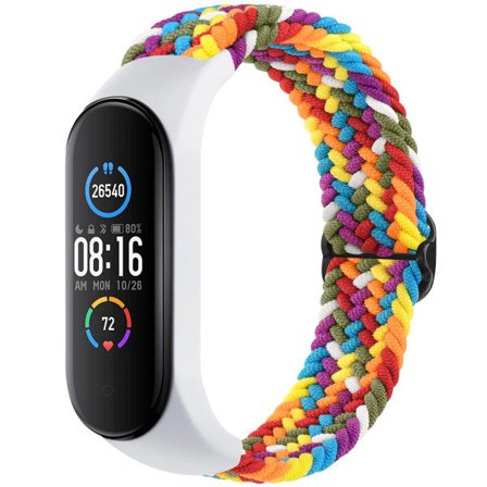 Flätat klockband för Xiaomi Mi Band 7 6 5 4 3 Rem Elastiskt justerbart armband för Amazfit Band 5 Band Ersättningsarmband färgad För Xiaomi Mi Band 7