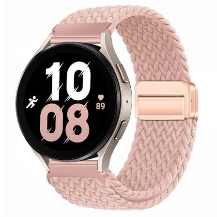 Elastiskt Justerbart Nylon 20mm Smart Klocka Ersättningsarmband för Samsung Galaxy Watch 3/4/4 Classic/Active/Active 2/Gear Sport Rosa
