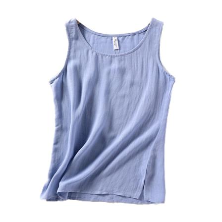 Ärmlösa Linnen För Kvinnor I Enfärgade T-shirts