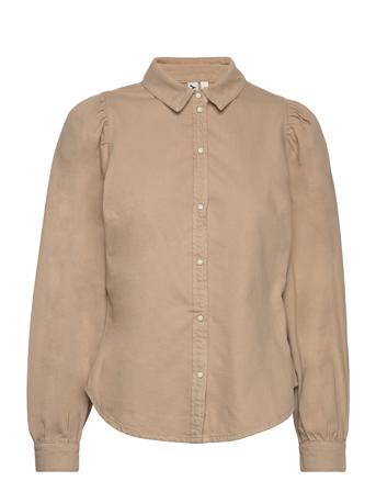 Onlrocco L/S Col Shirt Pnt Shirts Denim Shirts Beige ONLY*Betinget Tilbud