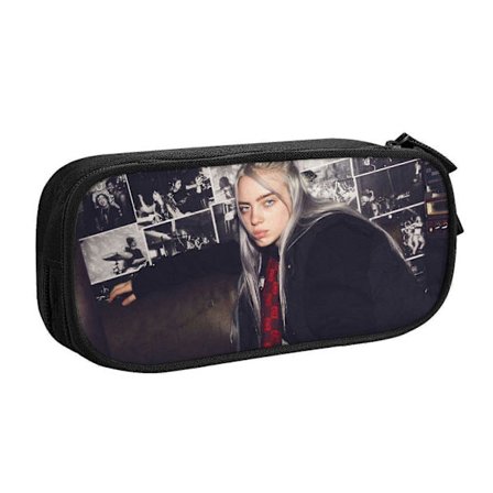 q135 Billie Eilish Penal for Gym og Reise - Glidelåslukking, Passer til Ørepropper, Hårstrikker, Proteinbarpapir e135