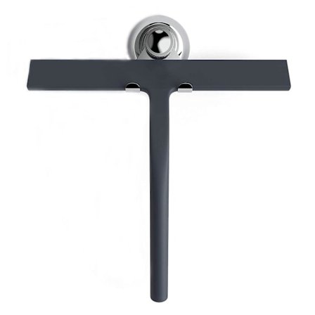 Duschskrapa med sugkoppshållare - 28 cm svart - Fönsterskrapa för badrum - Silikon INOX