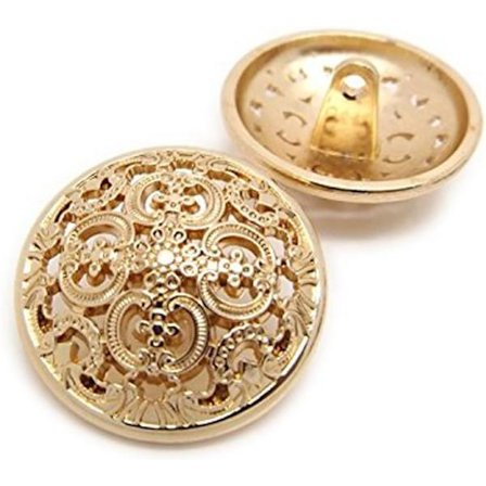 10 stk. (Guld, 20 mm) Beklædningsknap - Retro hul knap Sying