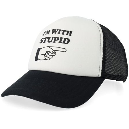 Iconic - Svart trucker Keps - I'm With Stupid Foam Black/White Vintage A-Frame Trucker @ Hatstore