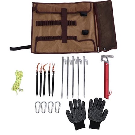 Oppbevaringspose for teltplugger til camping, teltplugger, spiker og hammerorganisator, etui med plugger, hammer og tilbehør