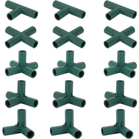 15 stk. Drivhusrammekoblinger, Hage Ramme Hjørnekoblinger 16mm Helix Stang 4 Typer Kraftig Stabil Støtte for Drivhus/NC/