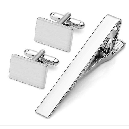 Mansjettknapperboks Mansjettknapp Klips Nål Skjorter Forretning Kontor Bryllup Smykker Rustfritt Stål 3stk Sølv