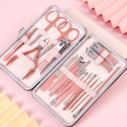 Pedikyyrisetti, Beauty Blender, Kynsisakset, Ammattimainen hoitosetti, Kynsityökalut 18 in 1 matkakotelolla miehille ja naisille