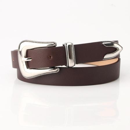 Damebelter Retro tredelt sett utskåret spenne All-Match-kjole dekorativ pu-belte med frakk Brown 2.4cm*105cm