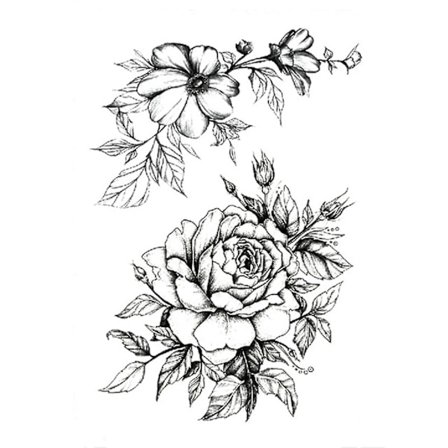 Fashion Tattoo Sticker Temporary Black Roses Design Full Flower Arm Big Fake Tattoo Sticker Body Art Decal Qinhai