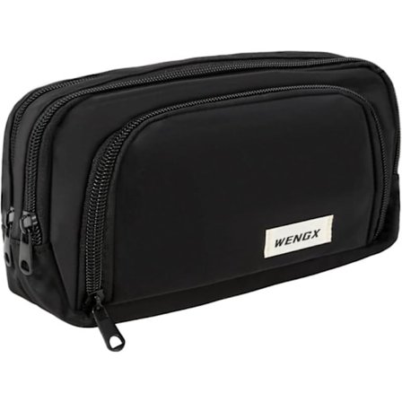 Penalhus med stor kapacitet, penalhus med glat lynlås til piger og drenge med 4 rum, penalhus, kontorartikler, organizer, makeuptaske