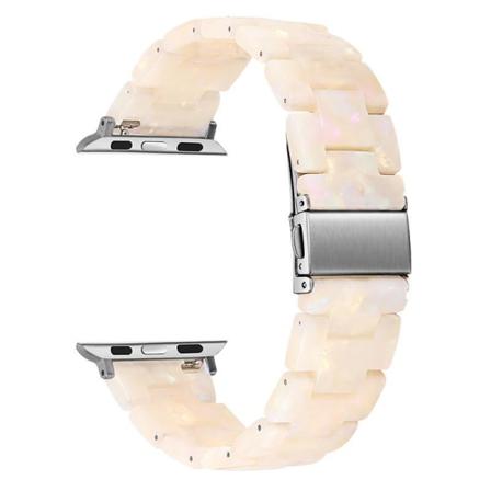 Apple Watch Armband Pärlemor 42/44/45 Mm Iwatch 7 Rostfritt Stål Beige Beige & Silver
