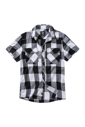 Cămașă Brandit În Carouri Cu Mâneci Scurte alb/negru XL