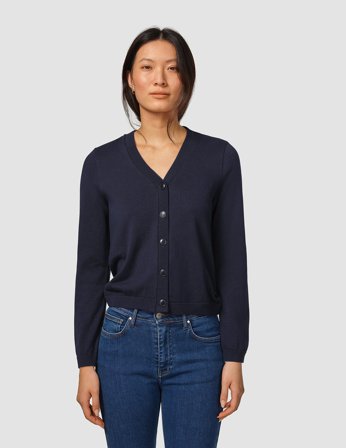 Shaping New Tomorrow - Dame - Fine Knit Cardigan - Navy - Størrelse XL