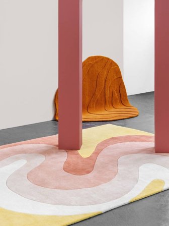Tapete Lã Pop Retro Amarelo/Terracotta Pequeno Oeko-Tex