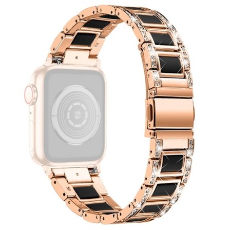 Apple Watch Series 8 (45mm) / Watch Ultra rhinestone urrem i rustfrit stål - Rødguld / Nougat-Mønster