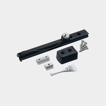 Harken 22mm ändstoppskit för bred platt mastränna med skruvsprint i svart aluminium och rostfritt stål för segelbåt