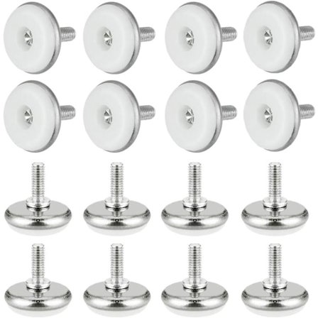 M6*15*30mm, Vit, 16 st Justerbar Ställfot Plast och Metall