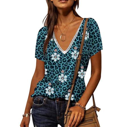 Fritids V-ringad Print Kortärmad T-shirt