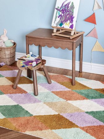 Lulu Kindervloerkleed Wasbaar 70X150 Klein Multicolor Katoen