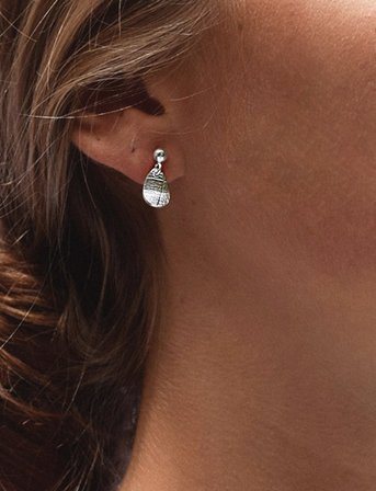 Drakenberg Sjölin Leaf Drop Studs - Silver - ONE SIZE