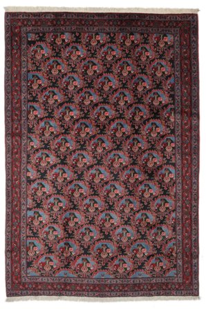 Senneh Rug 200X290 Black/Dark Red Wool, Persia