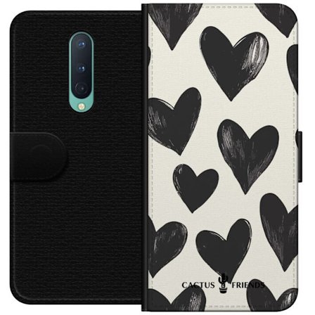 Kompatibel Tegnebogsetui til OnePlus OnePlus 8 Cactus and Friends - Bold Black Love Pattern