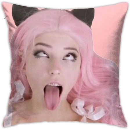 Belle Delphine Gamer Girl Ahegao Ansigt Sød Meme Soveværelse Sofa Firkantede Pudebetræk Boligindretning Pyntepudebetræk 45x45 cm AA-9306 (LGL)
