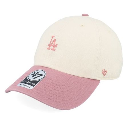 47 Brand - MLB Beige unconstructed Keps - Los Angeles Dodgers Lad Base Runner Tt Clean Up Natural/Pink Dad Cap @ Hatstore