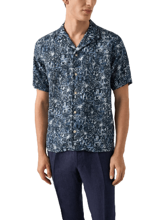 Eton Kortärmad Gauidi Garden Skjorta Skjortor Herr Blå S