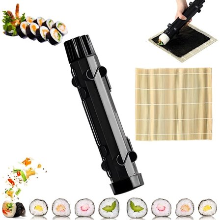 Sushi-setti rullalla ja muotilla kotitekoisen sushin valmistukseen - Musta