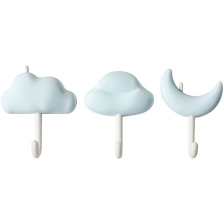 3 kpl Itsekiinnittyvät seinäkoukut Pilven muotoinen koukku Kylpyhuone Keittiökoukku Avaimenpidike Teline Pyyhekoukut Kodinsisustus (väri: A-3 kpl)