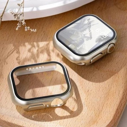 Härdat glas + skal för Apple Watch-fodral 45 mm 41 mm 44 mm 40 mm 42 mm serie 9 4 5 6 SE 7 8 skärmskydd Apple Watch-tillbehör