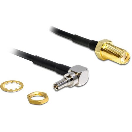 Delock Adapter CRC-9 Plug 90° > SMA Jack - antenneadapter - 20 cm - svart