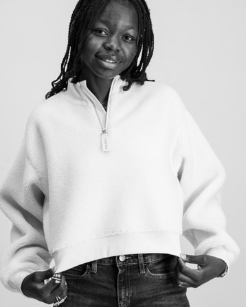 Calvin Klein SHERPA FLEECE ZIP UP HWK Valkoinen Hupparit/Hoodie Tytöt - Kids Brand Store