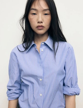 Mango Cotton And Lyocell Blend Straight Shirt - Blue - XS