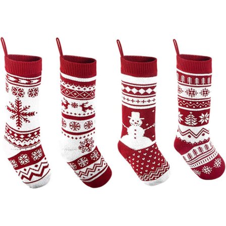 Christmas Stockings Large Size Rustic Cable Knit Xmas Stocking 18 Inches Classic Decorations Gift Set Of 4