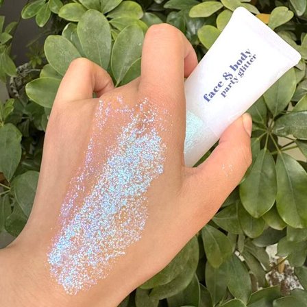 Transparent hvid ansigts- og kropsglimmer - Party glimmer festival rave kostume, egnet til kvinder og børn.