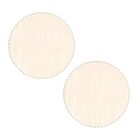 2x 30cm luonnollinen puinen koripohja reiällä, pyöreä tyhjä puinen pohja DIY-neulontavirkkauslaukulle